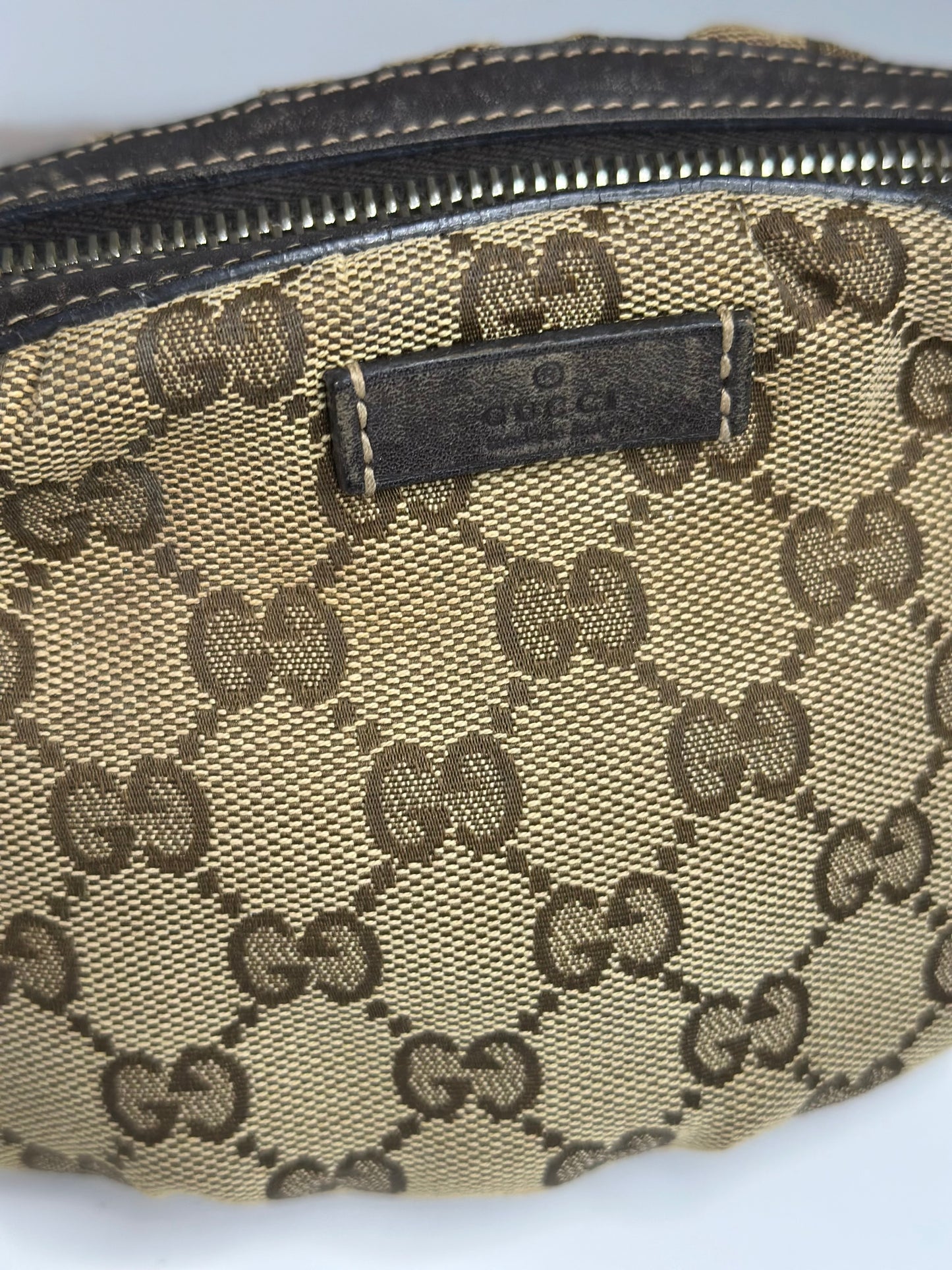 Pre-owned Gucci GG Canvas bamboo cosmetic pouch