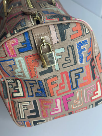 Pre-owned Fendi Boston Bag Zucca Coated Canvas Medium tote