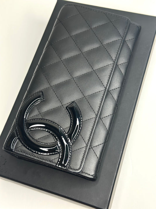 Pre-owned Chanel Cambon black quilted lambskin wallet