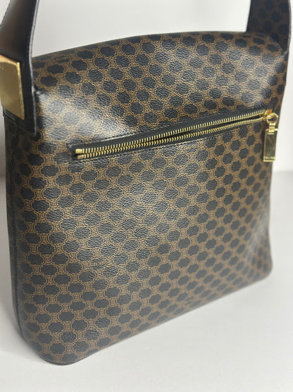 Pre-owned Celine black x brown macadam canvas shoulder bag
