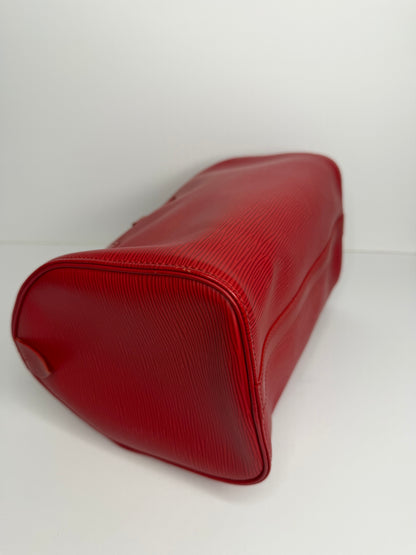 Pre-owned Louis Vuitton Castilian Red EPI Speedy 25