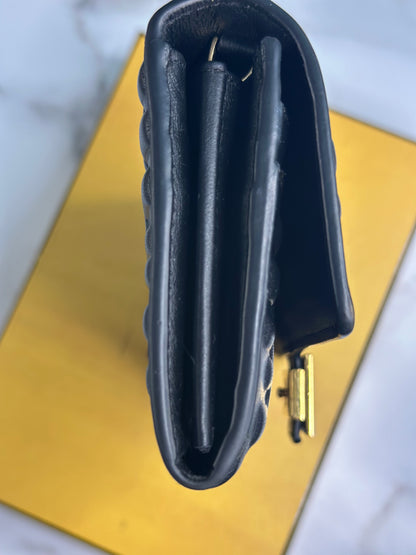 Pre-owned Fendi black Napa leather wallet