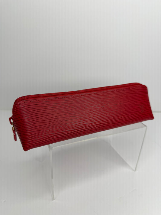Pre-owned Louis Vuitton Red Epi leather Trousse Crayons pen case