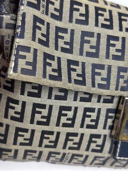 Pre-owned Fendi Zucchino Baguette Shoulder Bag in Blue