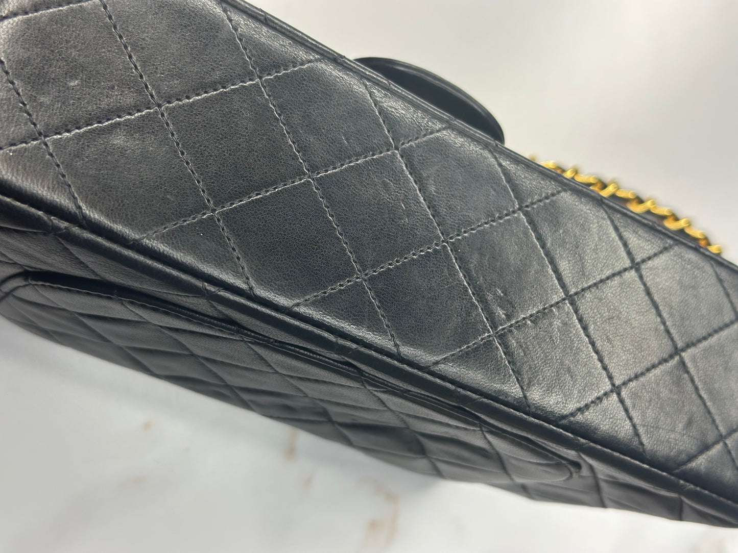 Pre-owned Chanel 1991-1993 small black lambskin double flap shoulder bag