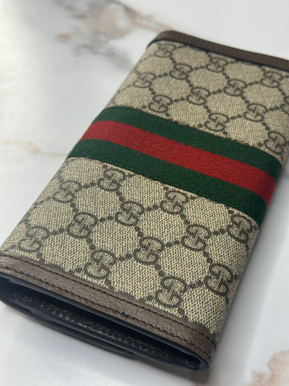 Pre-owned Gucci GG Ophidia Beige & ebony continental wallet