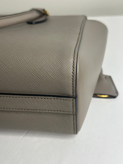 Pre-owned Prada grey Saffiano leather small top handle tote