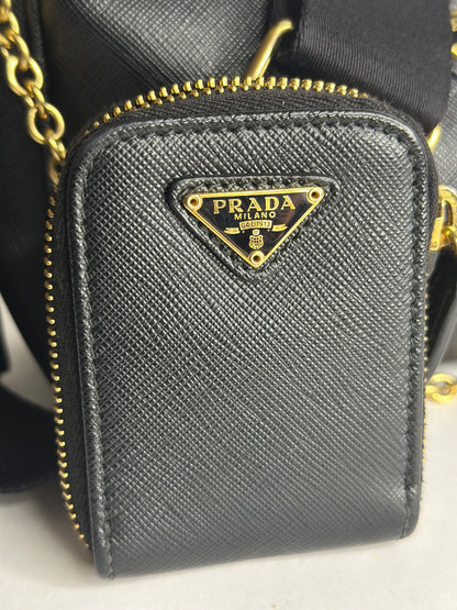 Pre-owned Prada black Saffiano leather re-edition, Crossbody