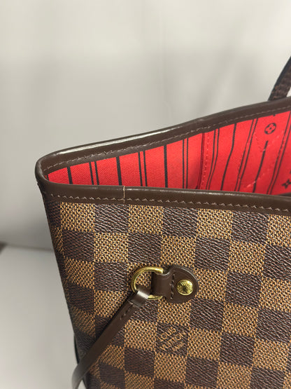 Pre-owned Louis Vuitton Damier Ebene neverfull MM tote