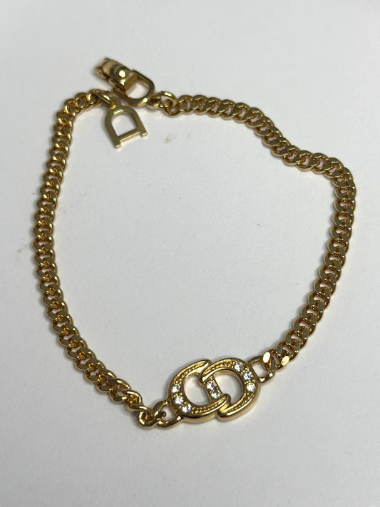 Pre-owned Christian Dior interlocking CD logo pendant embellished with rhinestones