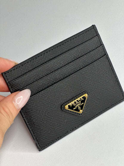 Pre-owned Prada black Saffiano leather card holder