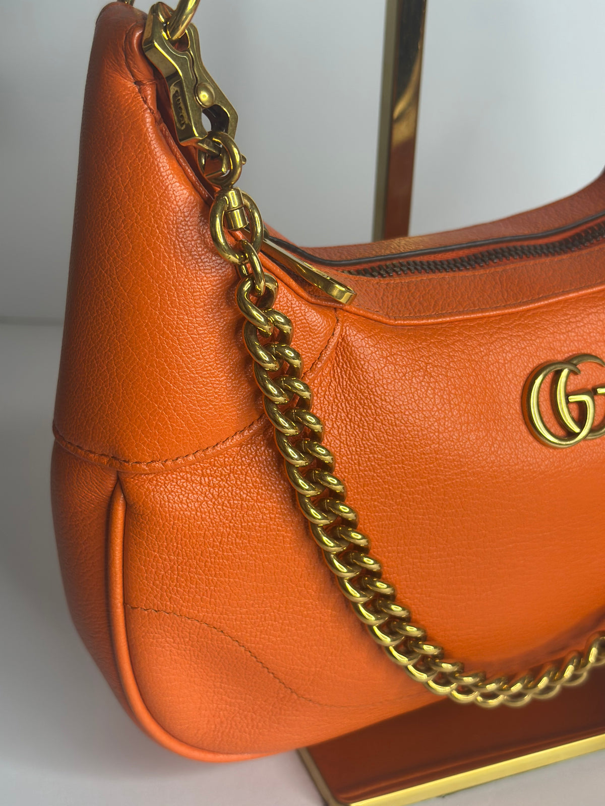 Pre-owned Gucci orange leather small Aphrodite two way shoulder bag/crossbody