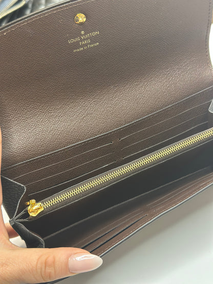 Pre-owned Louis Vuitton Normandy wallet in Damier Ebene canvas and black leather