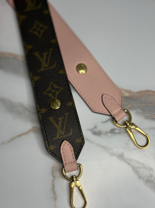 Pre-owned Louis Vuitton Monogram Bandoulière Shoulder Strap in Rose Ballerine and monogram canvas