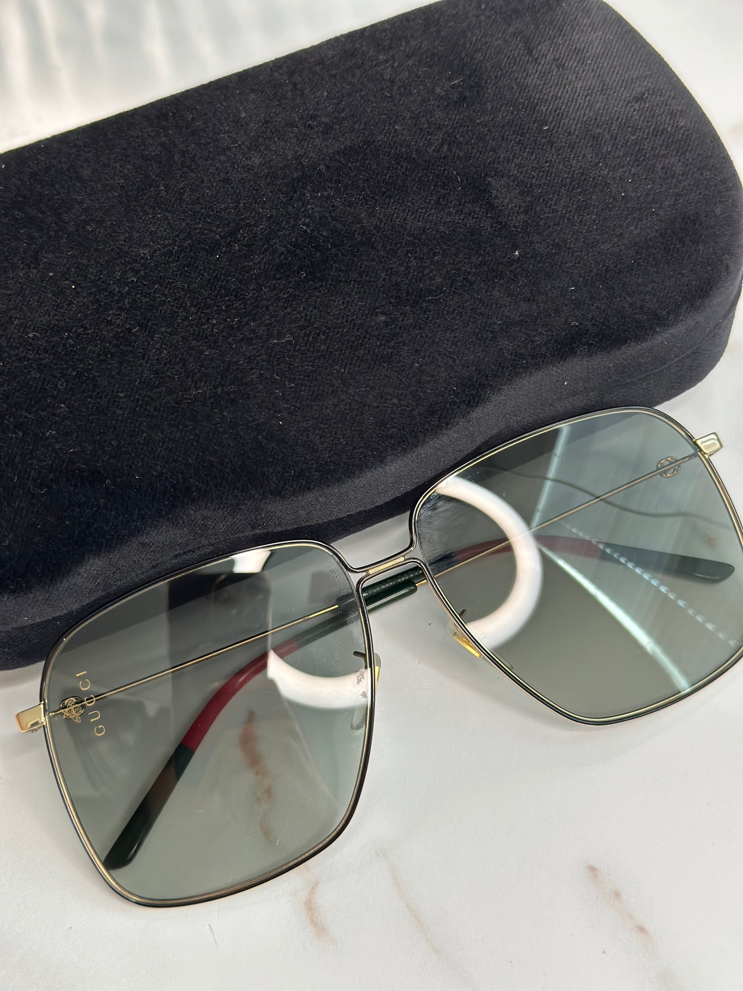 Pre-owned Gucci Logo oversized frame sunglasses