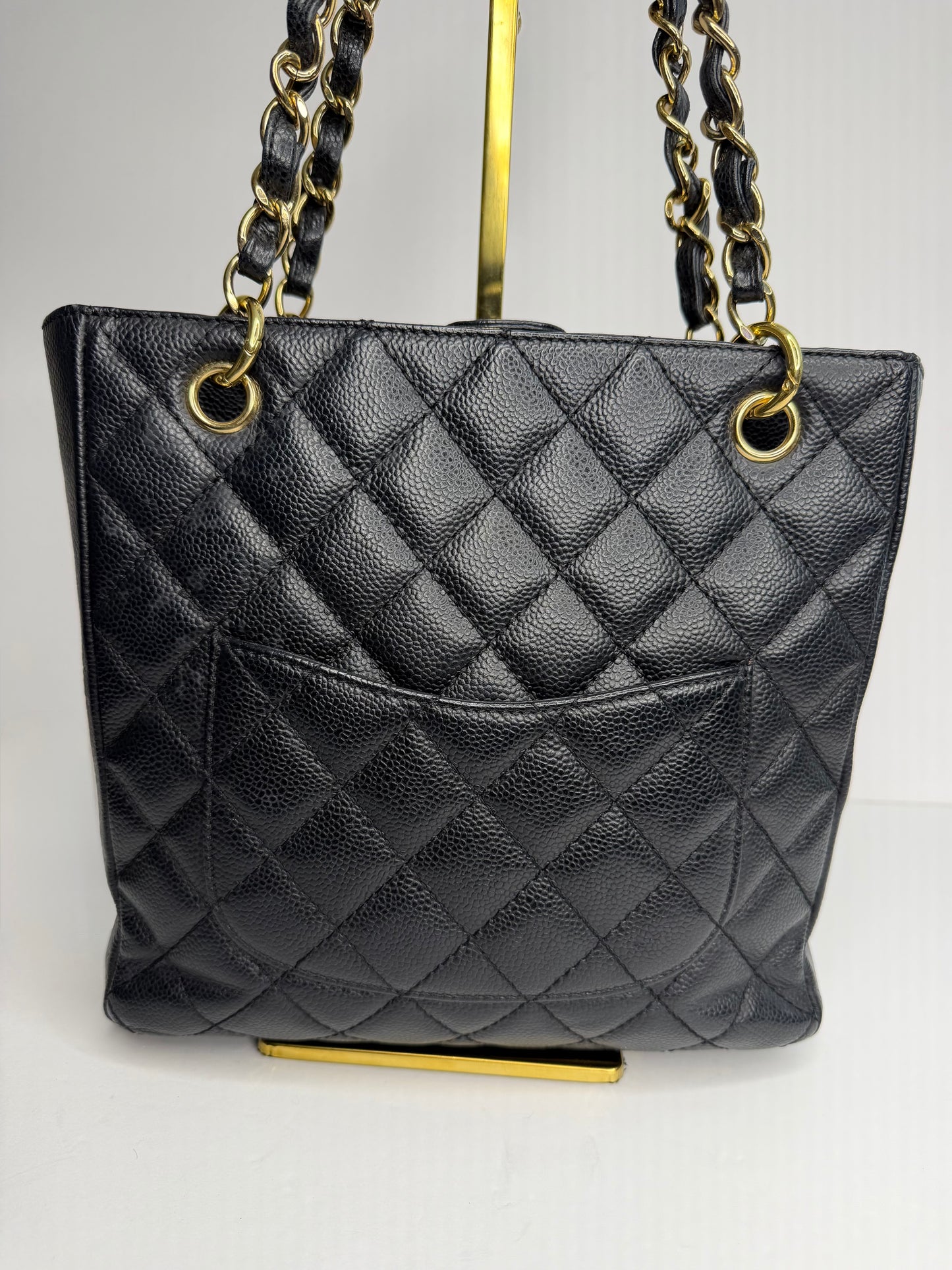 Pre-owned Chanel Black caviar leather petite, shopping tote shoulder bag