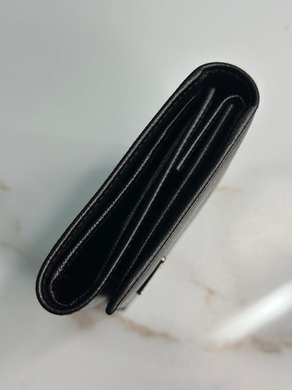 Pre-owned Prada black Saffiano leather bifold wallet