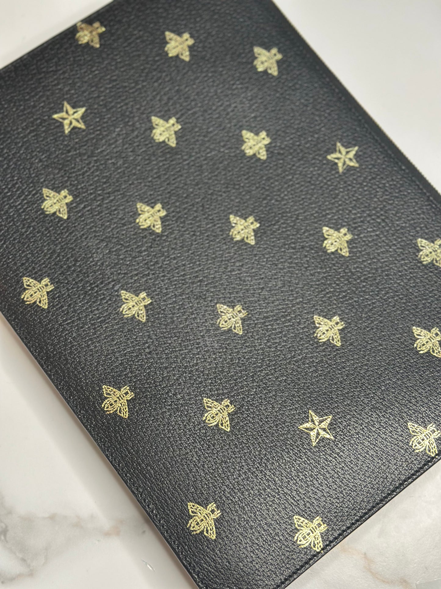Pre-owned Gucci black leather Bee Star clutch