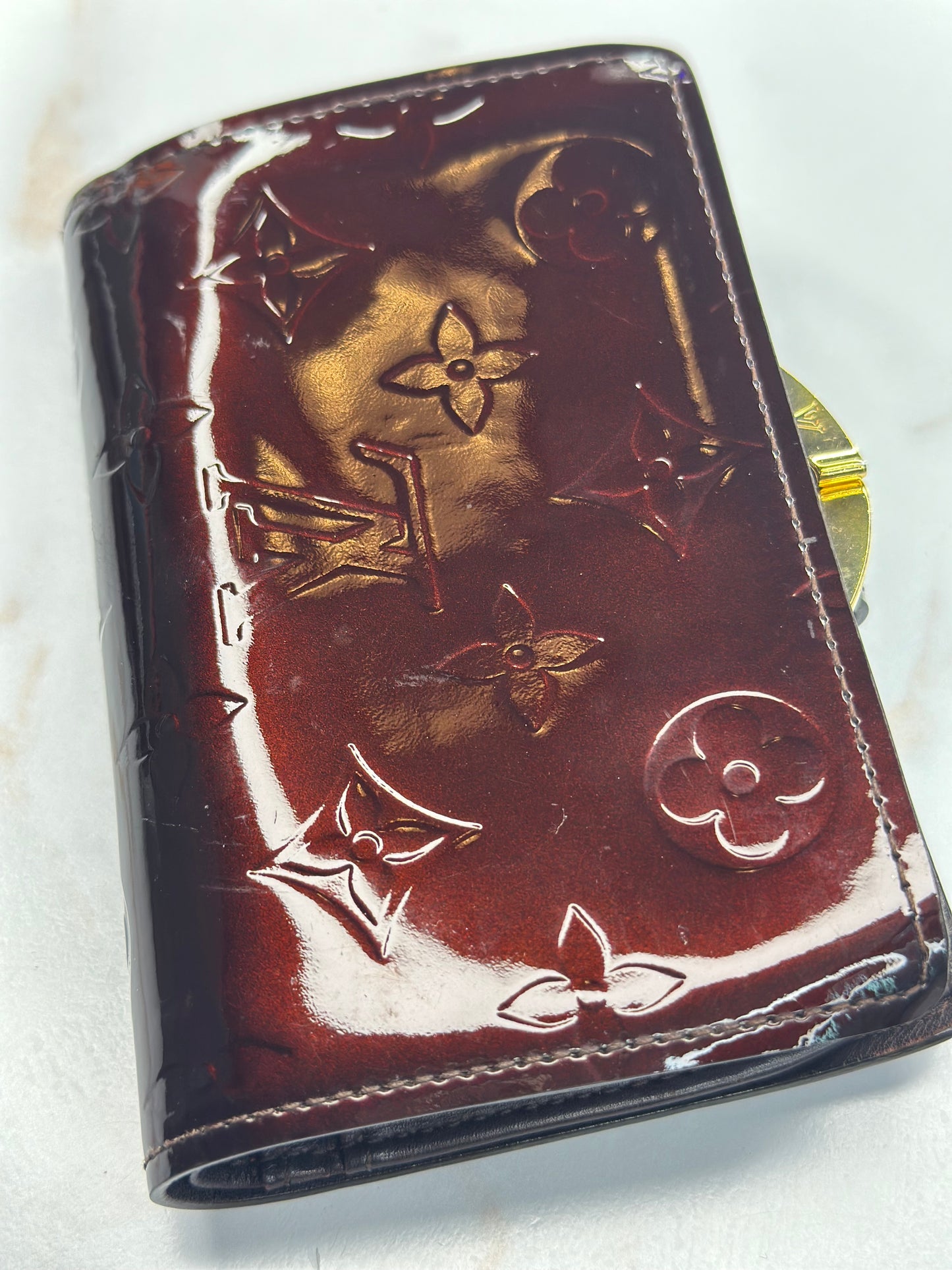 Pre-owned Louis Vuitton Bordeaux vernis French wallet