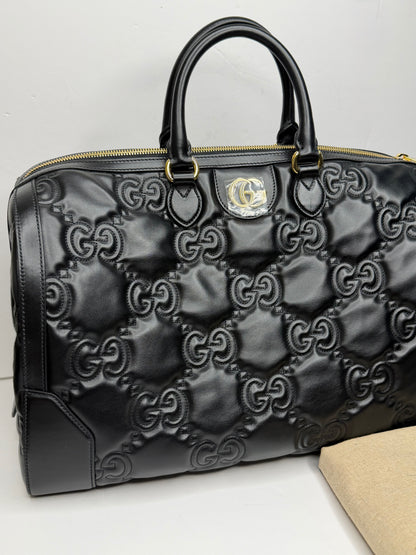 Pre-owned Gucci GG matelassé leather duffel bag