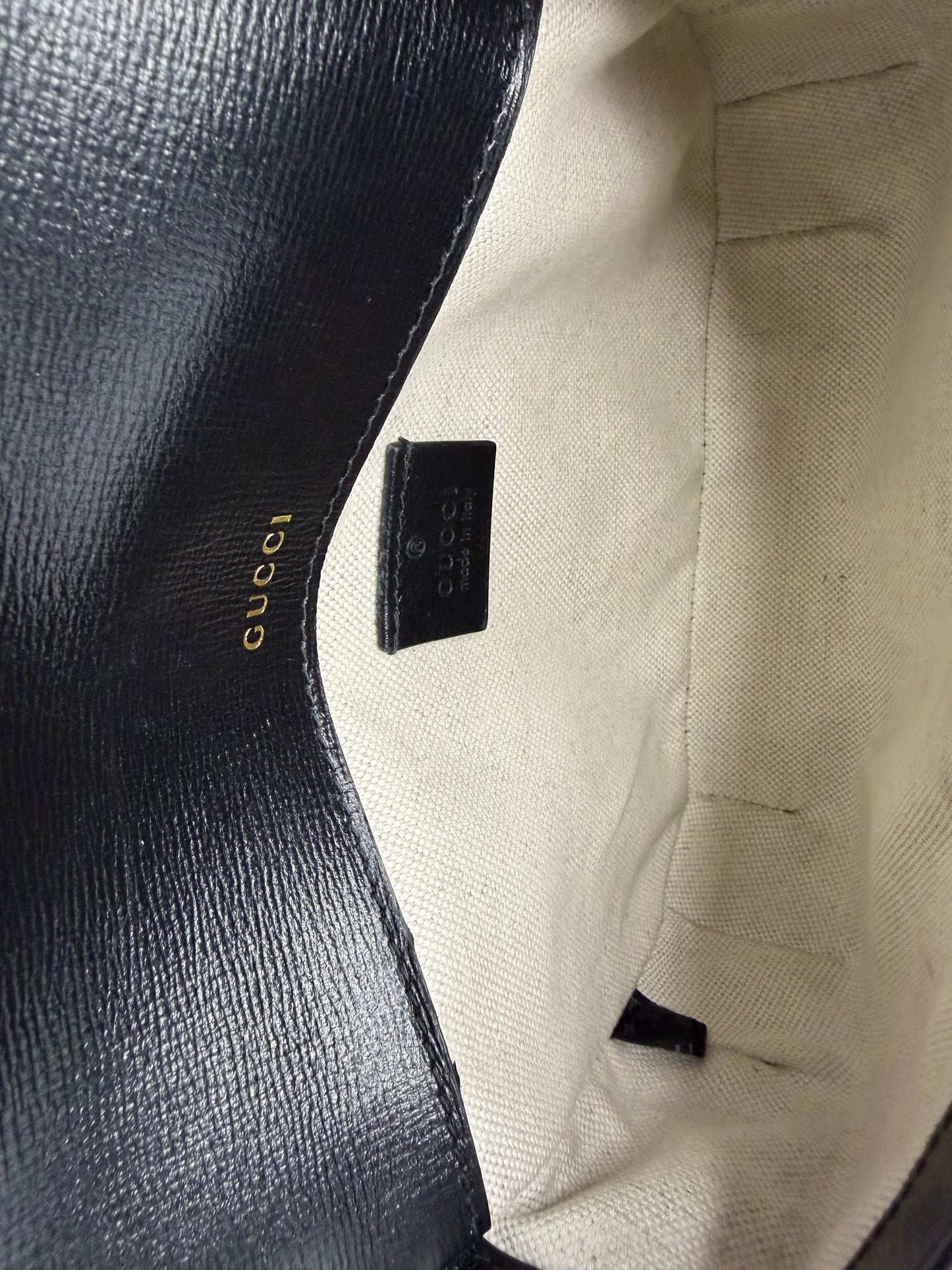 Pre-owned Gucci Horsebit 1955 small shoulder bag black leather