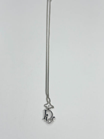 Pre-owned Christian Dior, silver logo pendant necklace