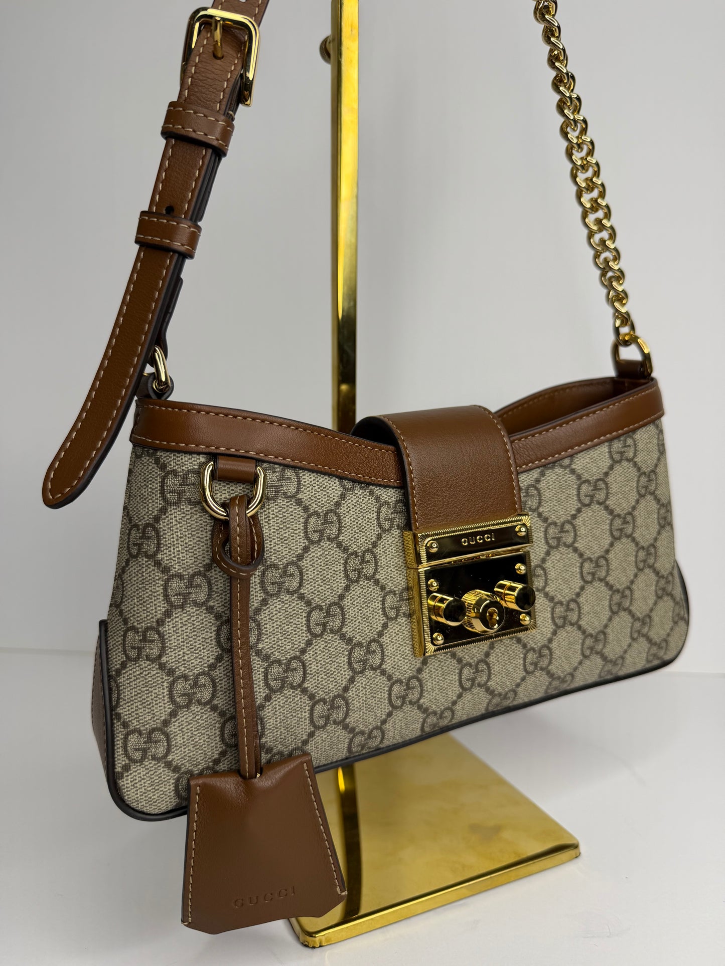Pre-owned Gucci GG Canvas padlock shoulder bag