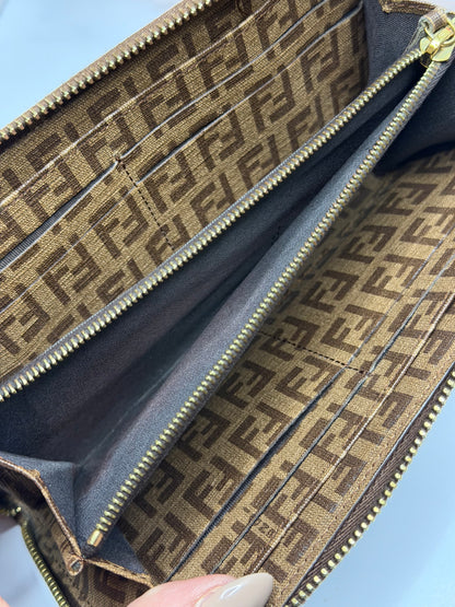 Pre-owned Fendi Spalmati Forever Zip Around Wallet