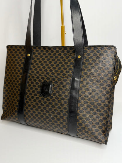 Pre-owned Celine black x brown macadam canvas tote