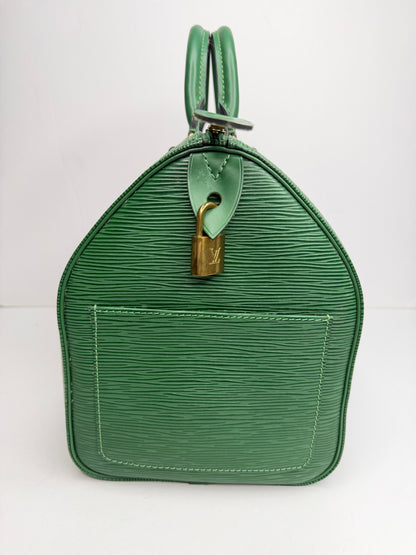Pre-owned Louis Vuitton green Epi leather speedy 30 Boston bag