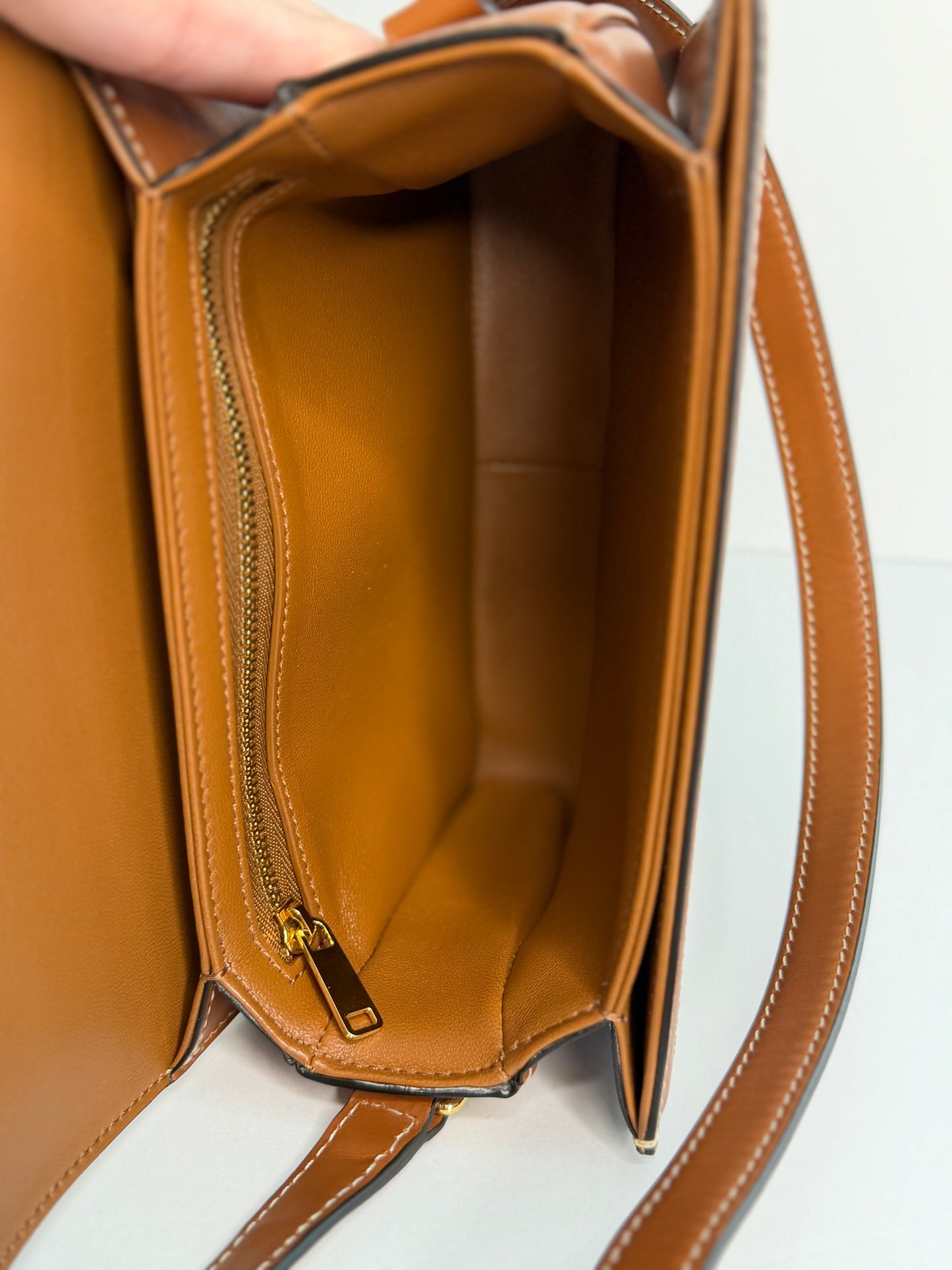 Pre-owned Celine TEEN TRIOMPHE BAG IN TRIOMPHE CANVAS AND CALFSKIN crossbody