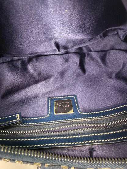 Pre-owned Fendi Fendi Zucca Mama Half Moon Navy Shoulder Bag