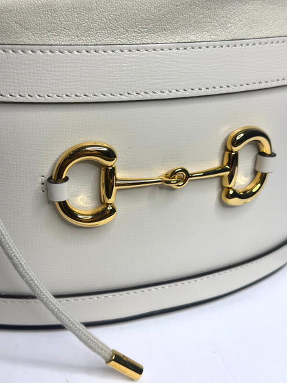 Pre-owned Gucci 1955 Horsebit white leather bucket bag