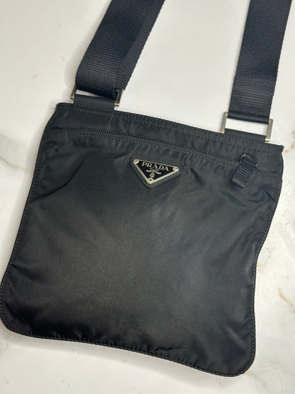 Pre-owned Prada Nylon Vela Flat Messenger Bag Black crossbody