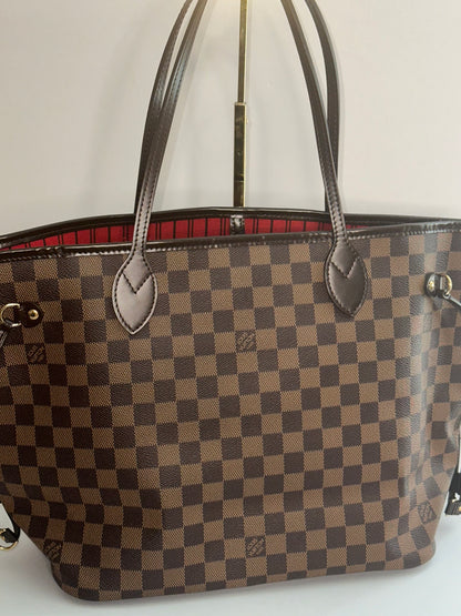 Pre-owned Louis Vuitton Damier Ebene neverfull MM tote