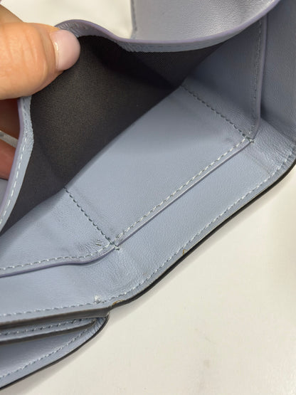 Pre-owned Fendi Micro Trifold Baguette wallet is made from light blue lambskin leather