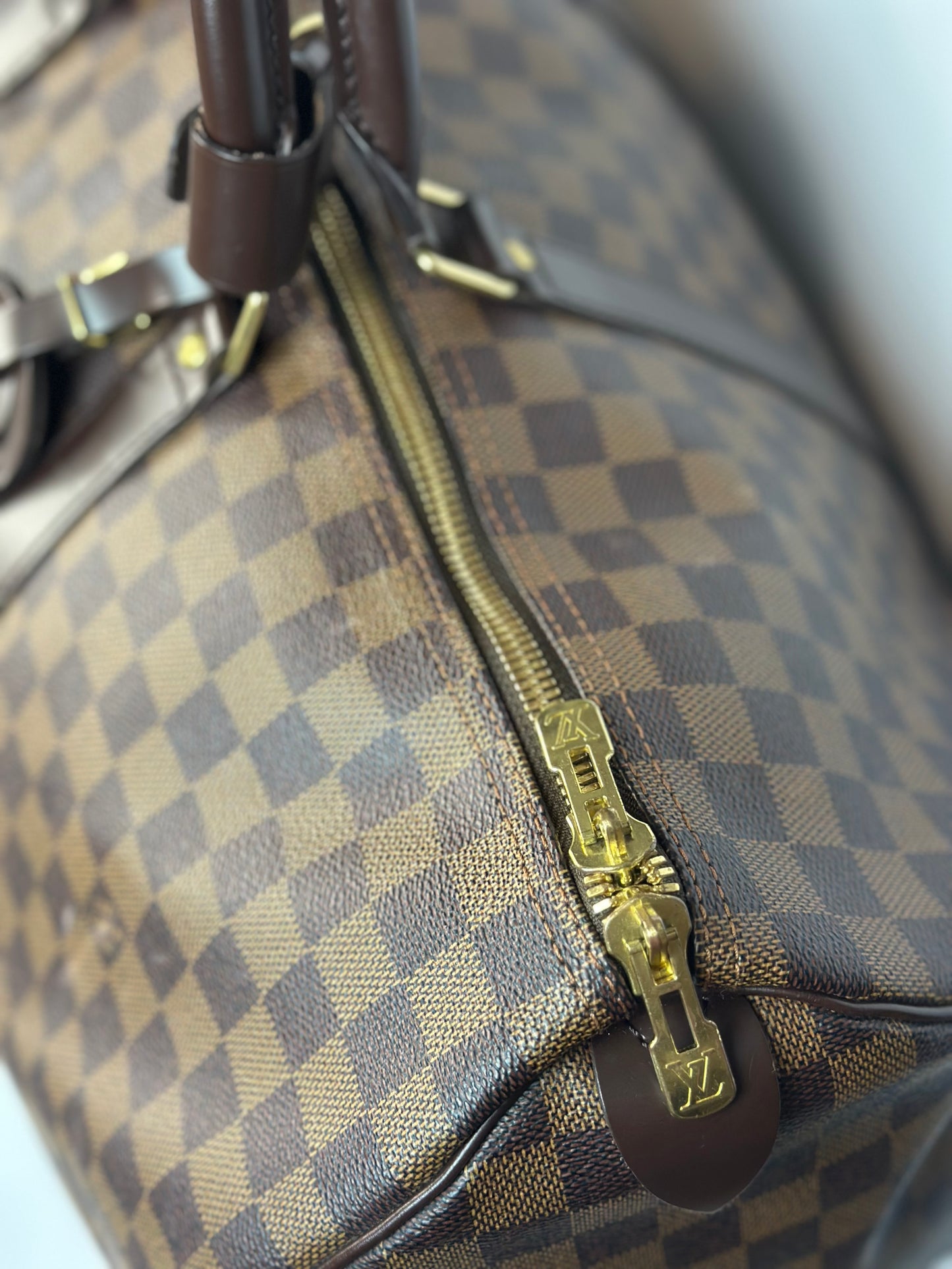 Pre-owned Louis Vuitton Damier Ebene canvas Keepall 50 duffel ￼