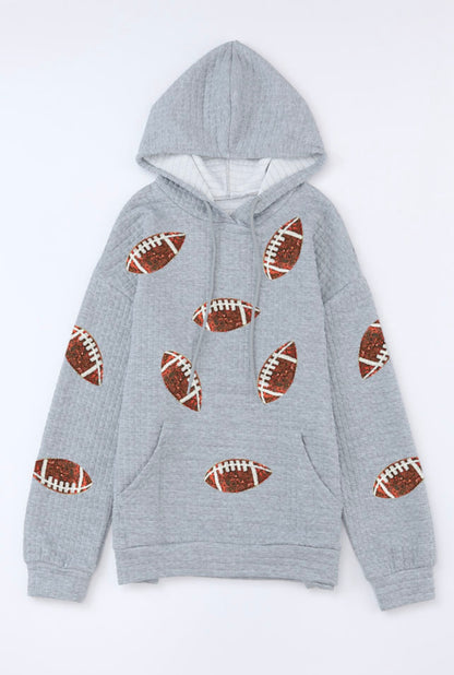 Gray Sequin Football Hoodie
