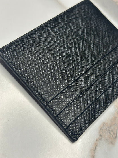 Pre-owned Prada black Saffiano leather card holder