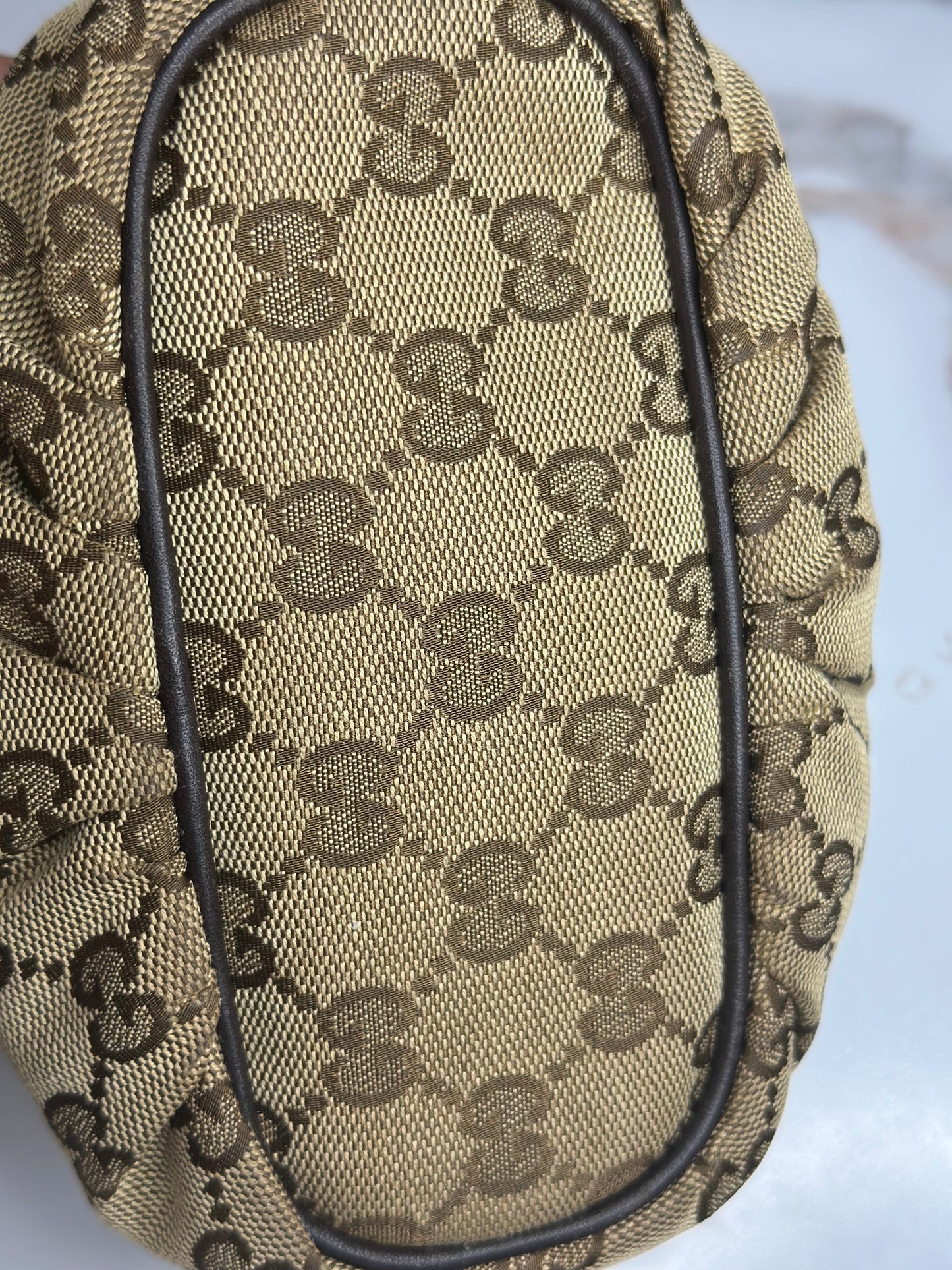 Pre-owned Gucci GG Canvas bamboo cosmetic pouch