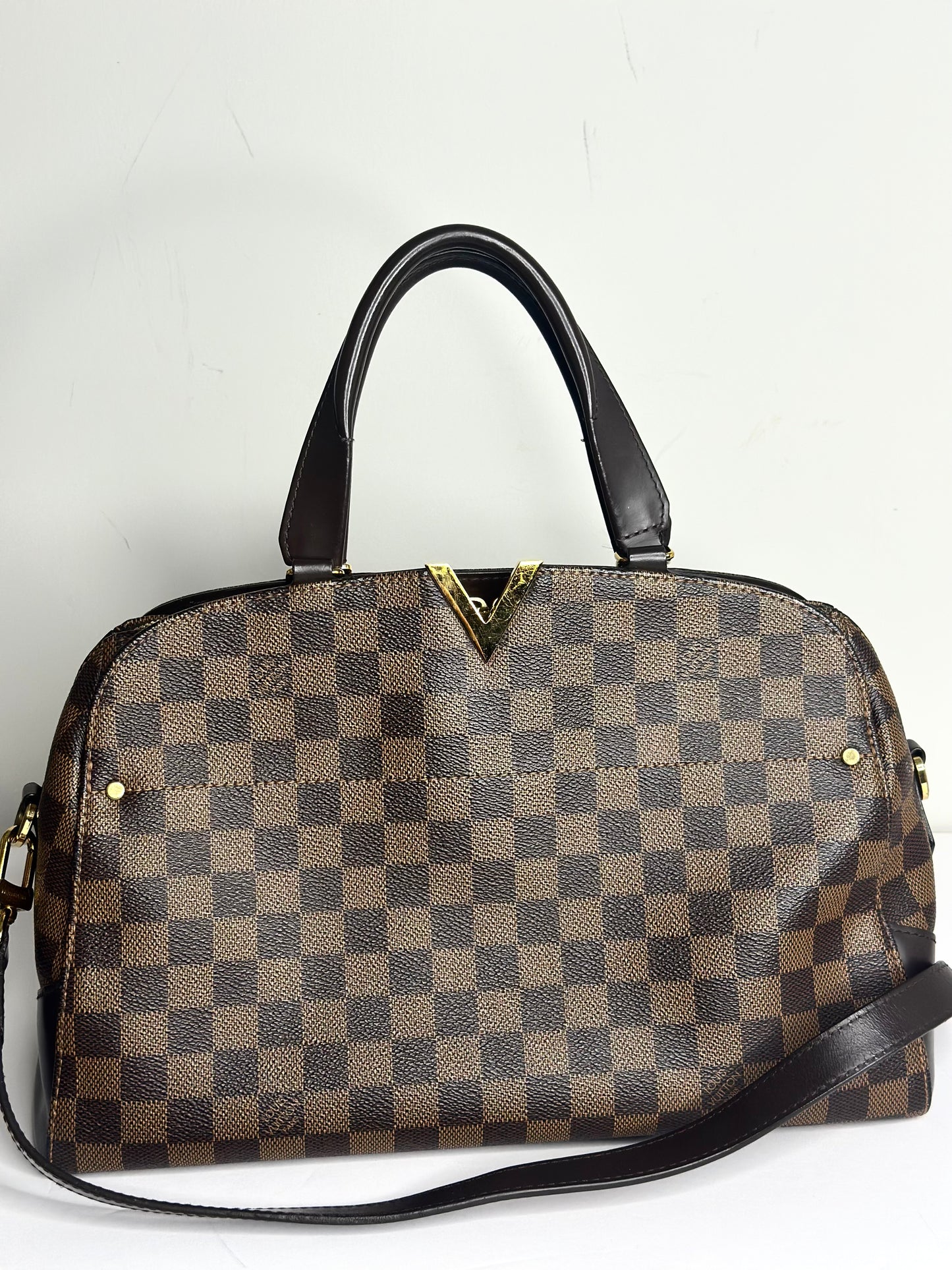 Pre-owned Louis Vuitton Damier ebene Kensington two way tote