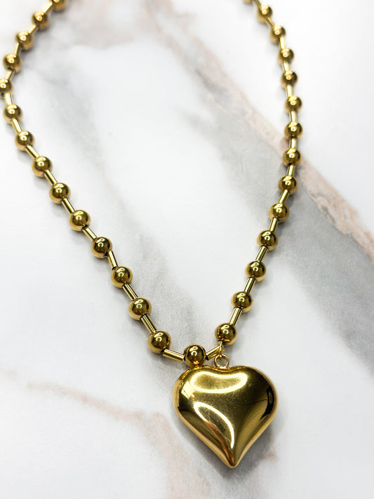 Medium Puff Heart Necklace