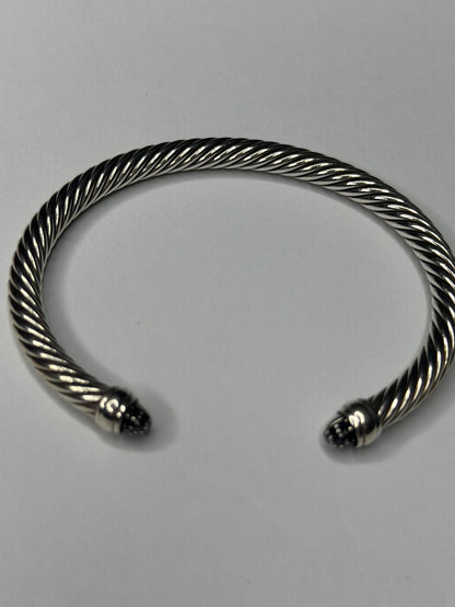 Pre-owned David Yurman Classic Bracelet Black Diamonds with Sterling Silver