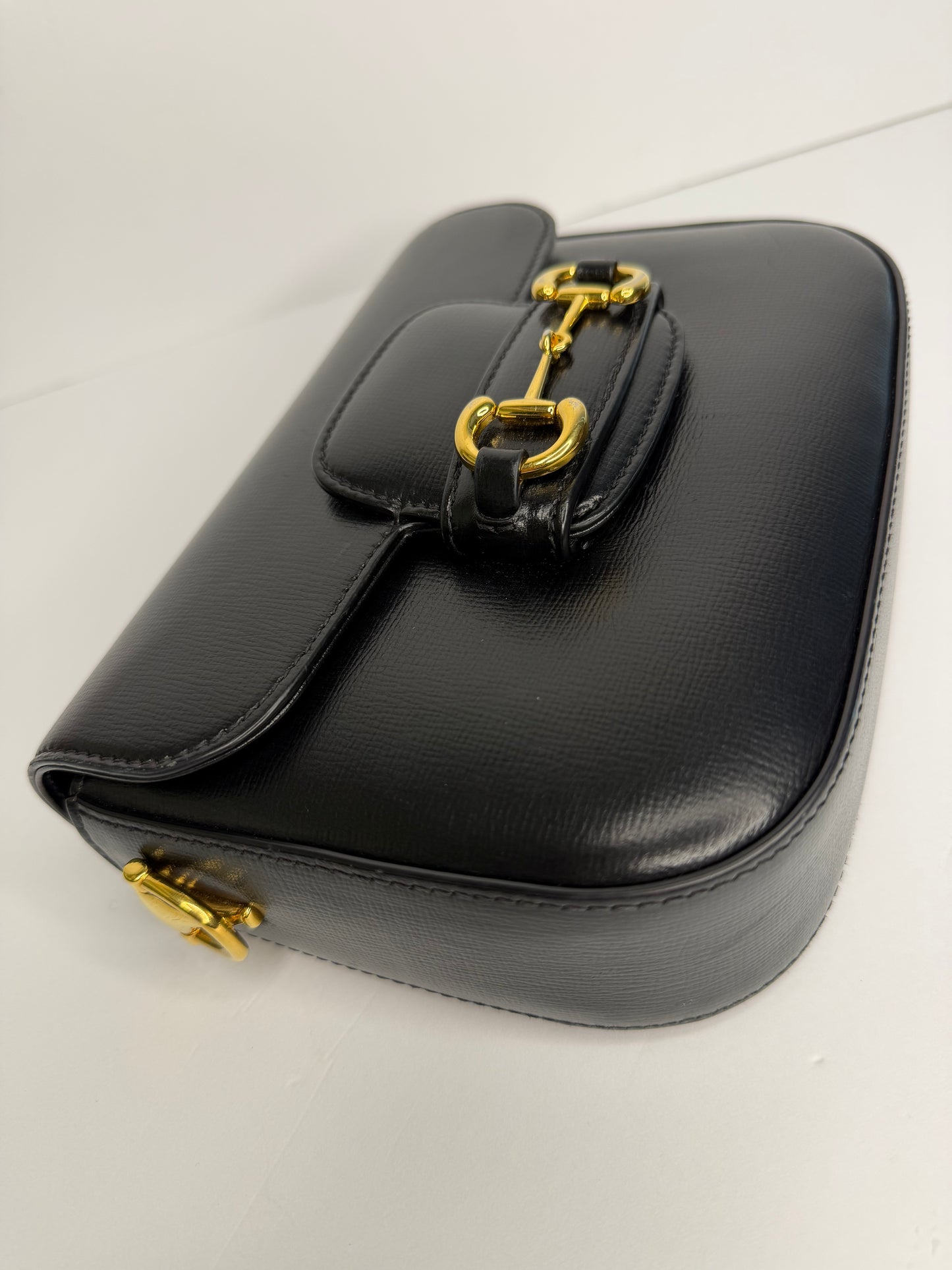 Pre-owned Gucci Horsebit 1955 small shoulder bag black leather
