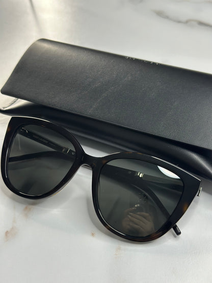 Pre-owned Saint Laurent dark Havana cat eye frames