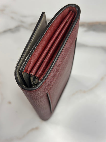 Pre-owned Celine Burgundy Leather Multifunction Flap Wallet