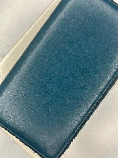 Pre-owned Givenchy dark teal leather zippy wallet