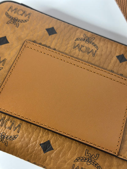 Pre-owned MCM Visetos Small Millie Crossbody Belt Bag Cognac