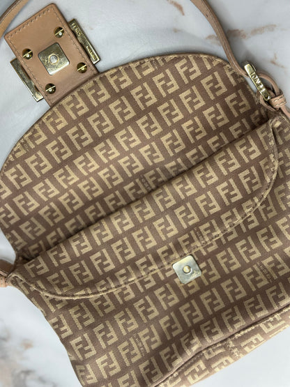Pre-owned Fendi Zucchino Vitello Baguette Cipria Teint Cipria shoulder bag