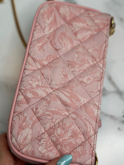 Pre-owned Versace Jacquard Barocco Quilted Medusa Crossbody bag in pink